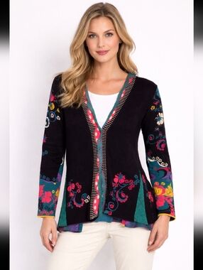 IVKO Jacquard Carneval Pattern Cardigan Sweater Jacket Women's Size 38